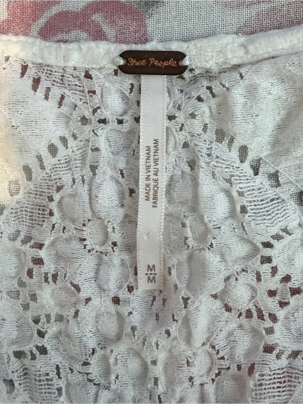 Free People White Lace Square-Neck Smocked Long-Sleeve Top